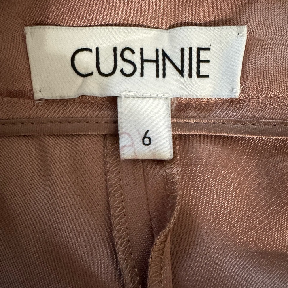 Cushnie High-Waisted Wide Leg Silk Pants Wood Rose - Picture 5 of 6